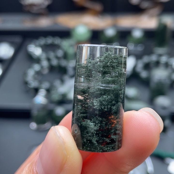 颈饰未镶嵌水晶绿幽灵聚宝盆吊坠