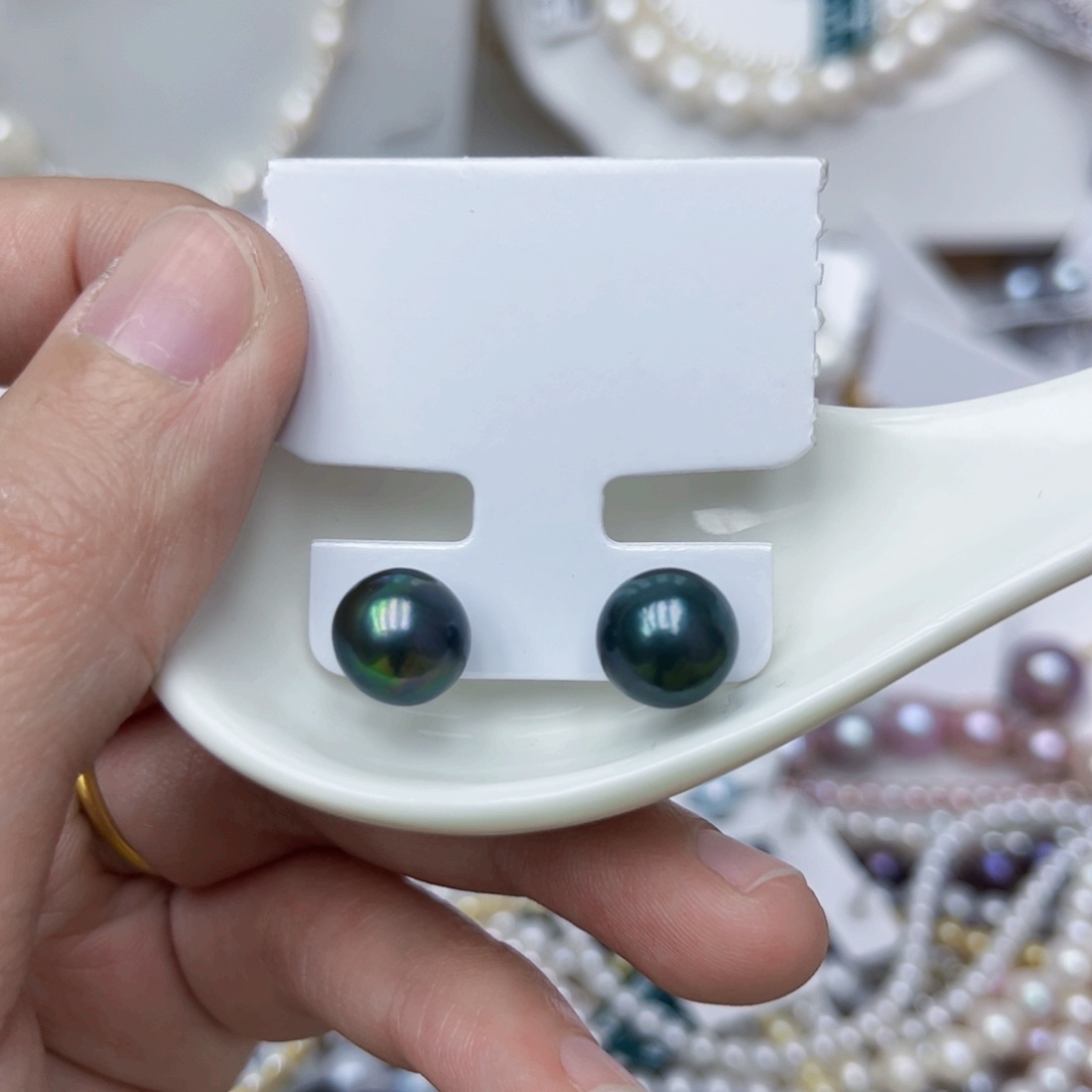 淡水珍珠耳饰银S925镶嵌