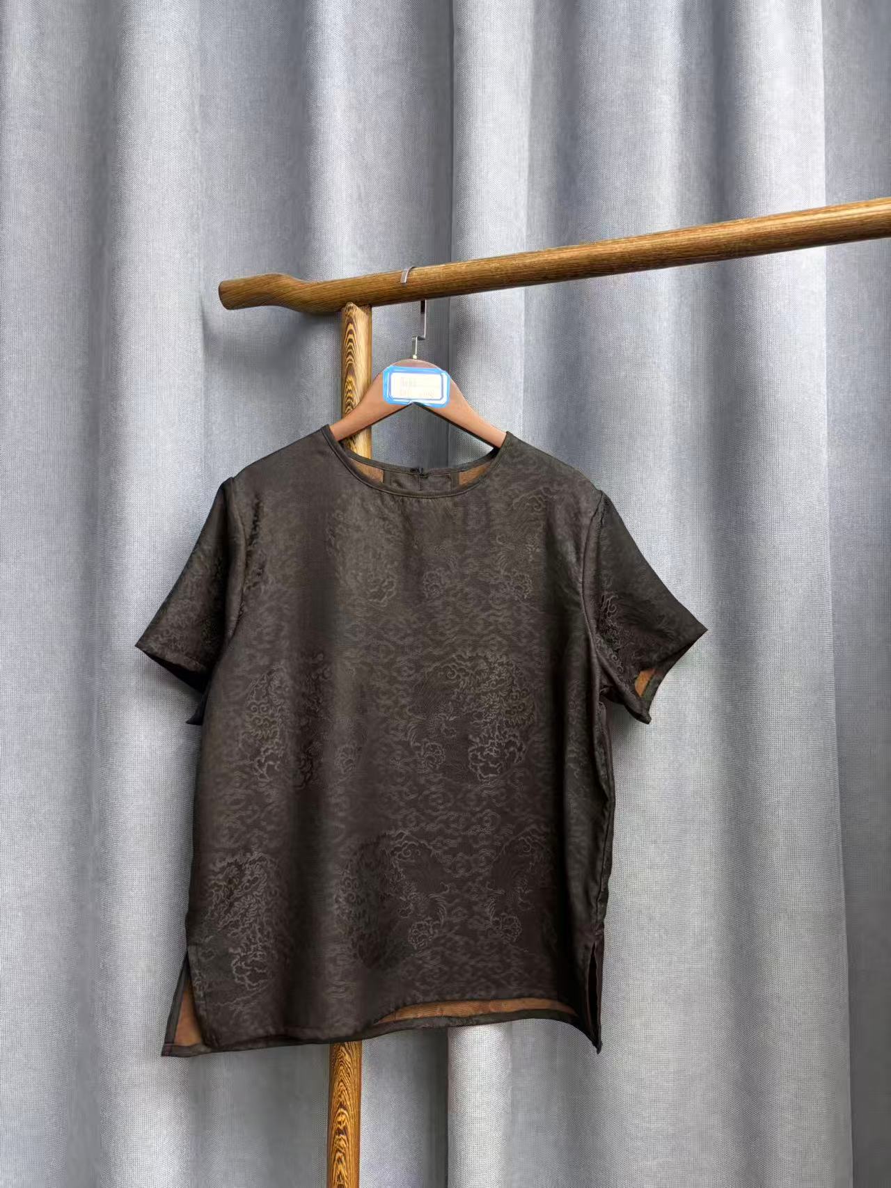 2025新款时尚休闲香云纱短袖圆领上衣A063