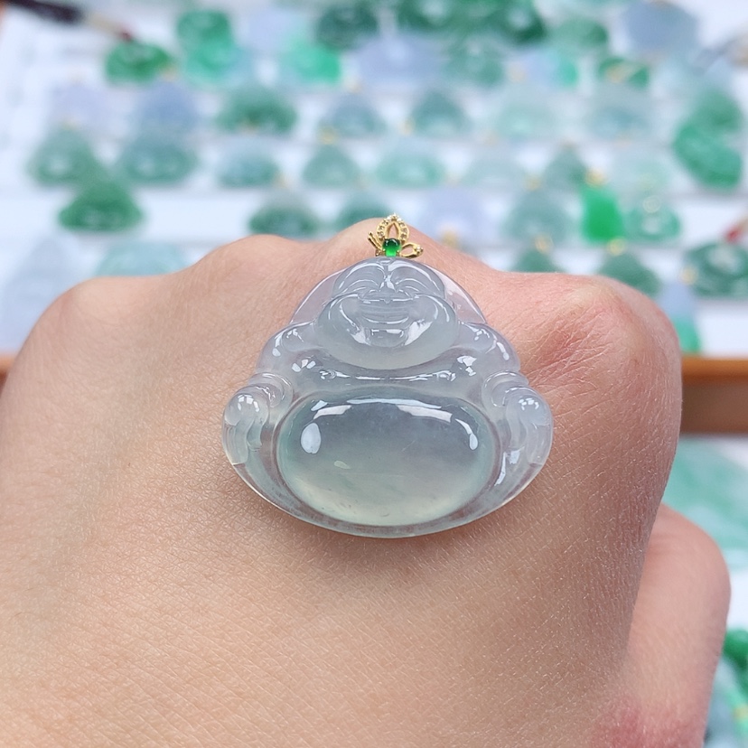 【闪购商品】翡翠吊坠(赠链)18K金镶嵌