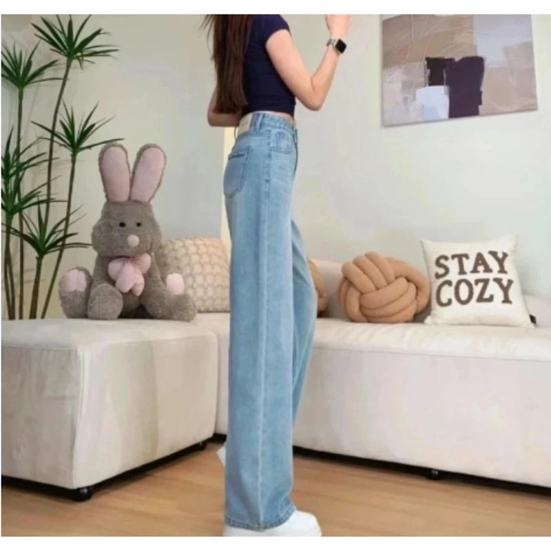 莱赛尔天丝夏季新款窄版阔腿裤高腰牛仔裤冰凉垂感爆款