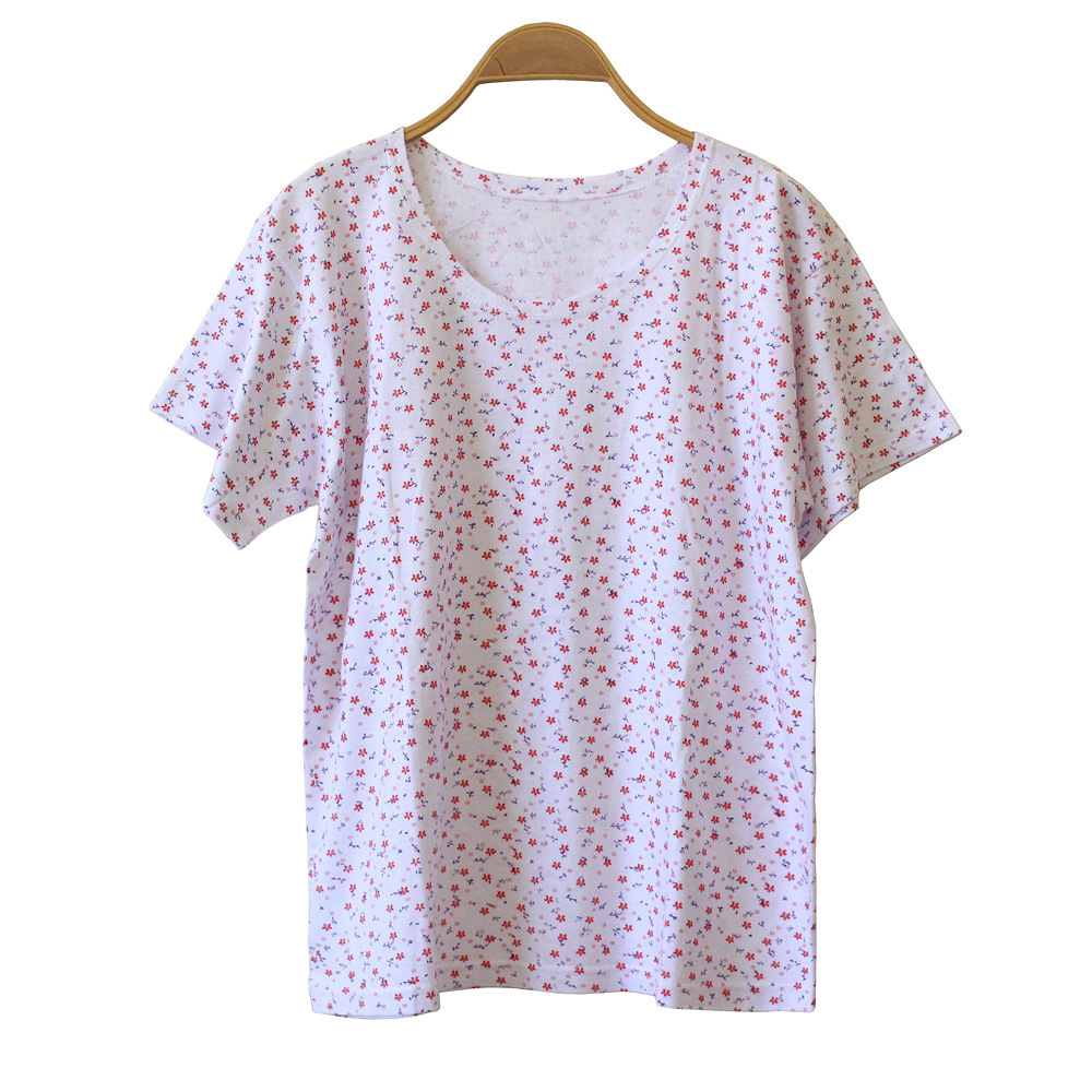 夏季宽松型女极简风植物花卉背心中老年纯色 碎花