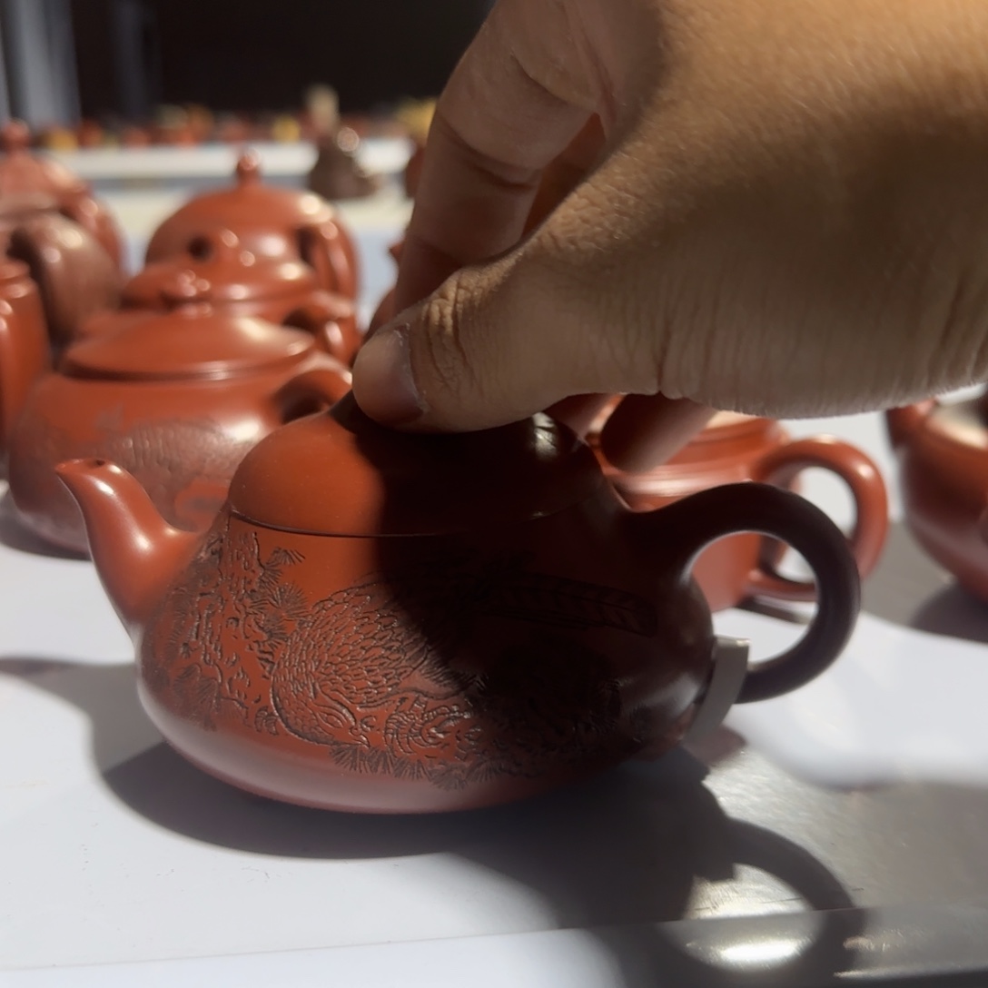 紫砂茶壶冰窖朱泥汉棠石瓢