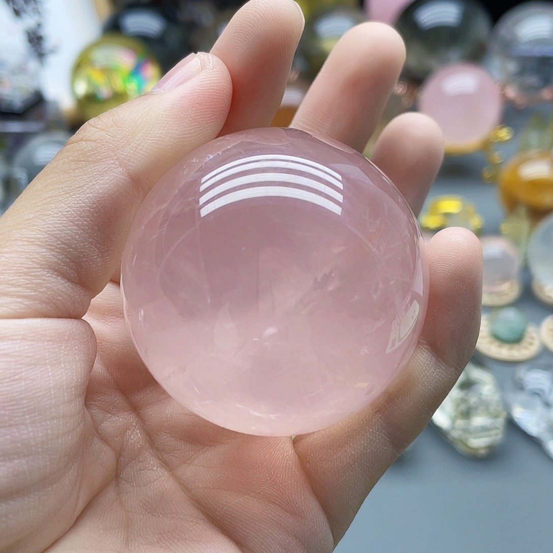 未镶嵌珠宝半成品水晶天然粉水晶5cm