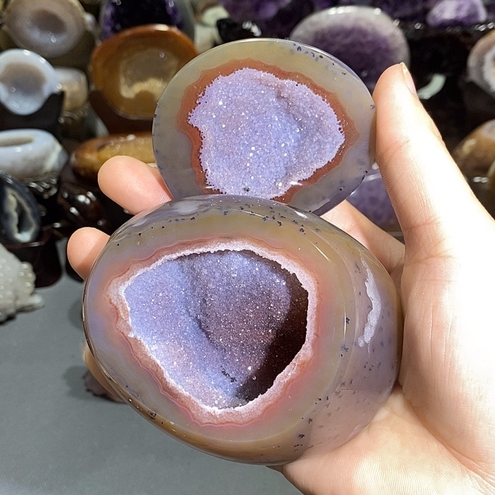 摆件紫晶未镶嵌红水晶聚宝盆