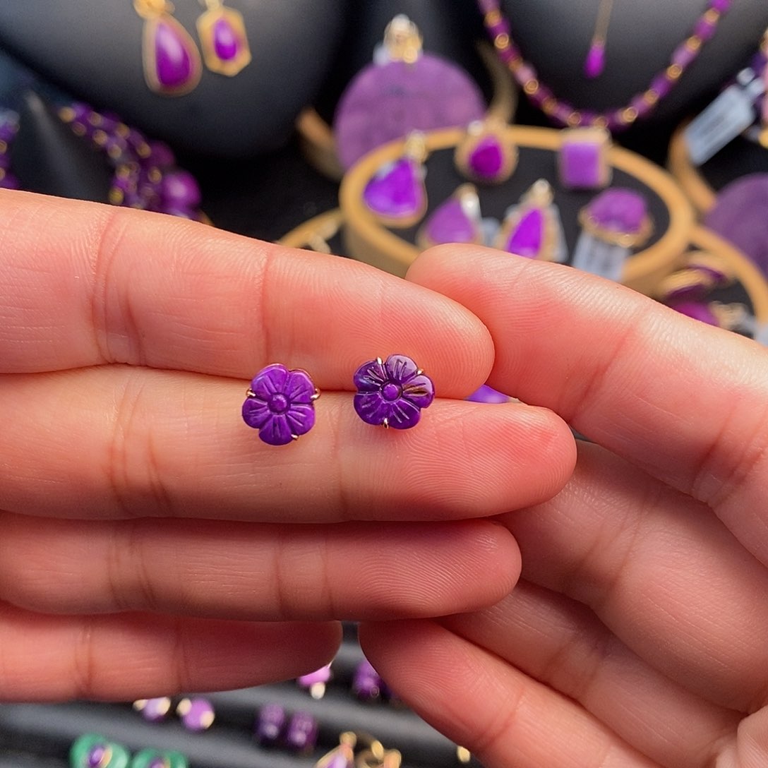 苏纪石（舒俱来）耳饰18K金镶嵌