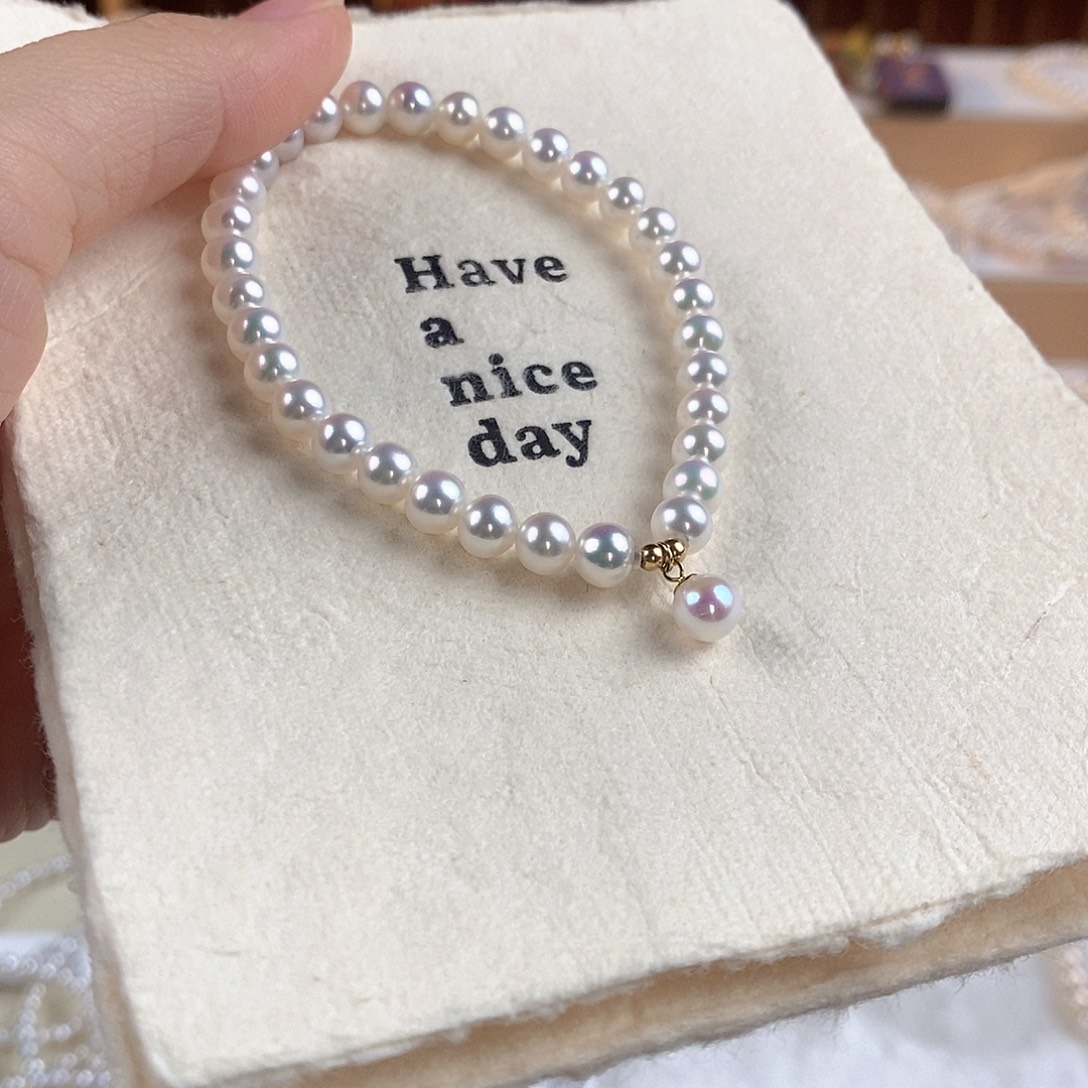 手绳18K金镶嵌淡水珍珠