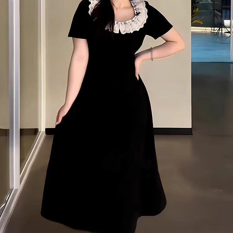 娃娃领连衣裙少女夏装减龄学院风甜美中长裙子