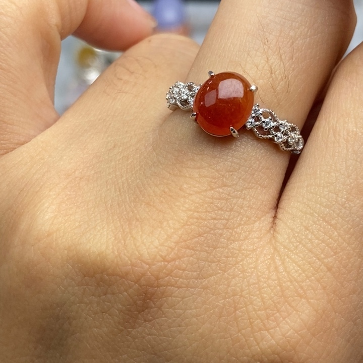 翡翠戒指银S925镶嵌戒指