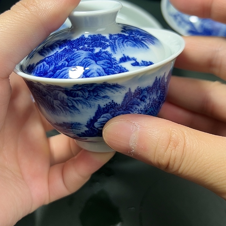 景德镇纯手工手绘山水两才