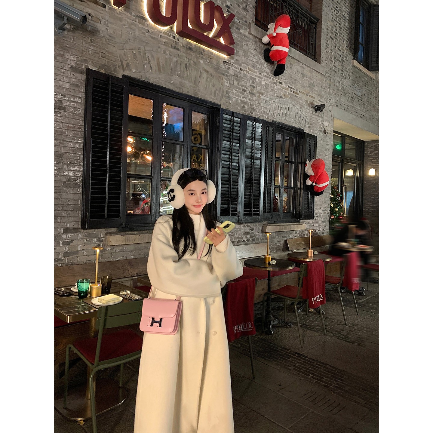 区区欧阳'静奢黑标羊绒大衣'高品苏丽羊驼毛双面呢羊毛毛呢外套