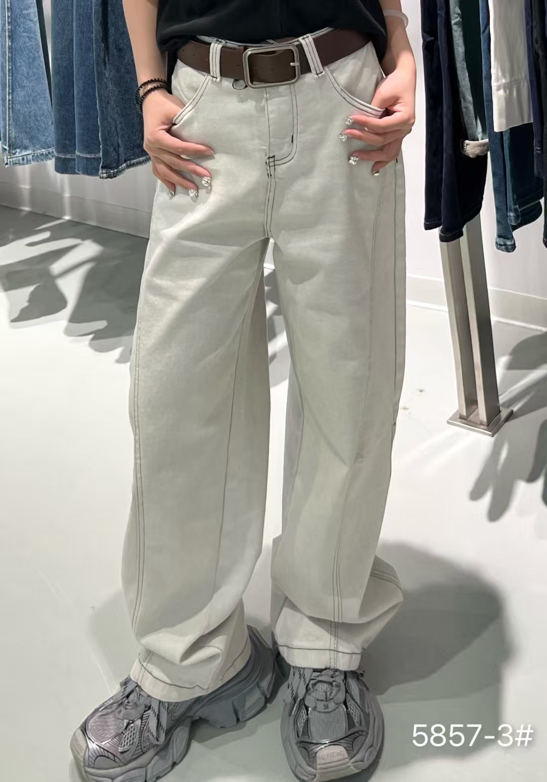 小个子春秋显瘦高腰薄款牛仔裤小个子春秋窄版阔腿裤