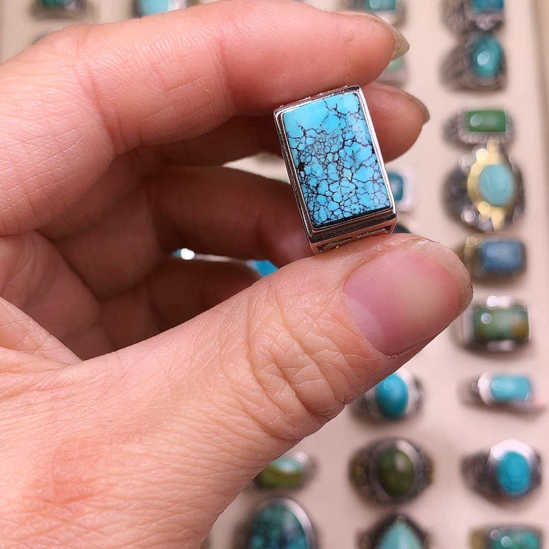 绿松石挂件银S925镶嵌