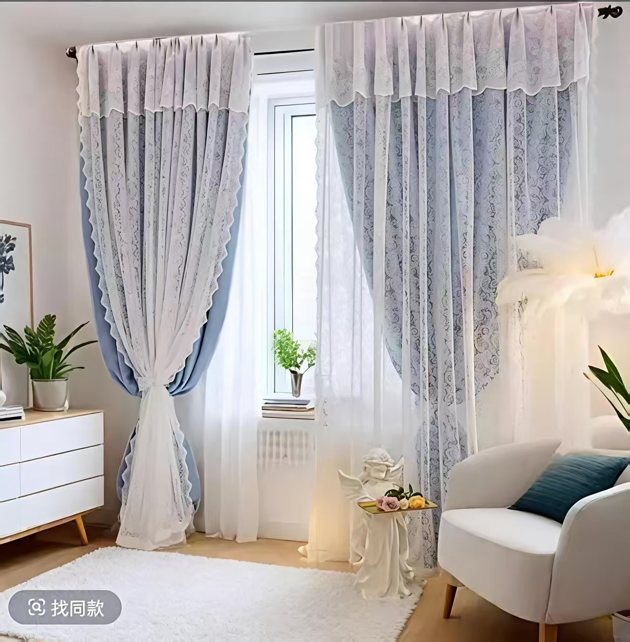 法式钉珠刺绣纱帘新款热卖柔化光线卧室客厅阳台装饰帘蕾丝窗帘