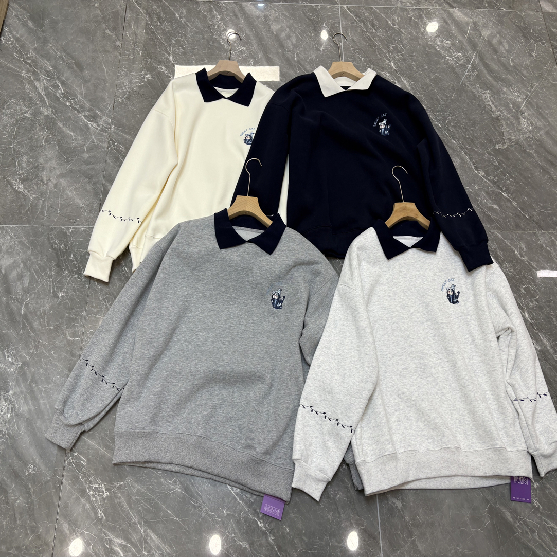 A8016韩系袖子带刺绣加绒加厚保暖冬款卫衣