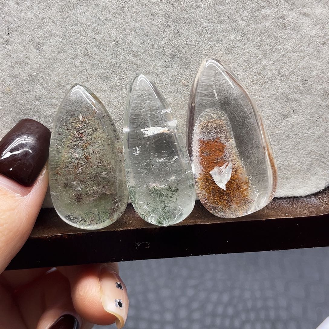 水晶未镶嵌珠宝半成品15幽灵水滴一组