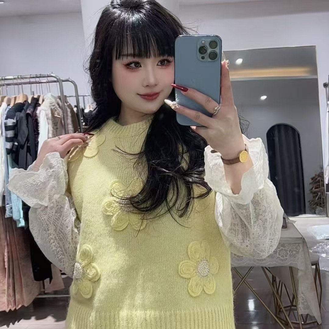 新款套装2025新款女装初春立体花朵针织NO退NO换