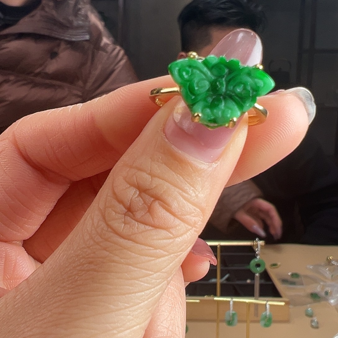 翡翠银S925镶嵌戒指戒指