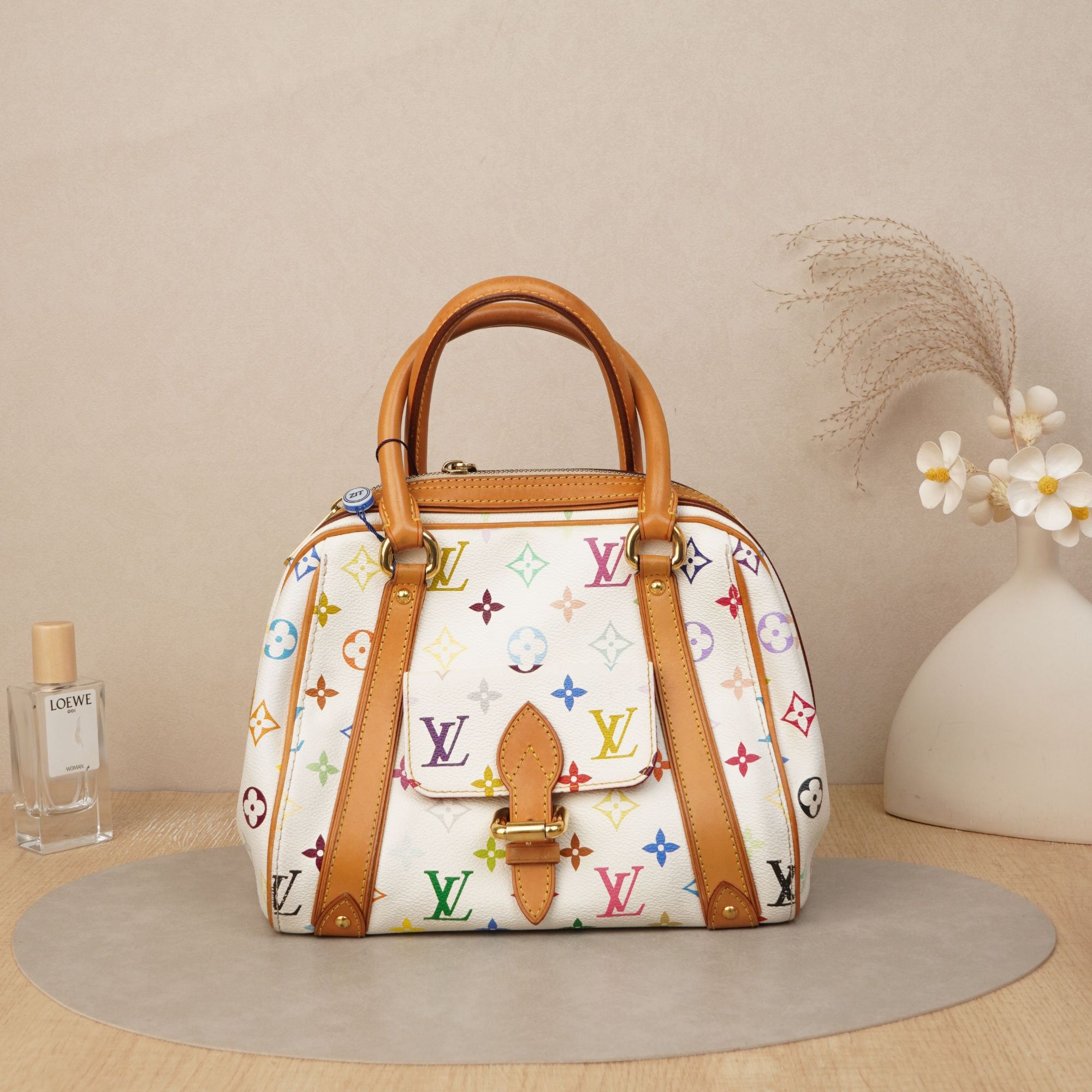 95新 LouisVuitton/路易威登 中古保龄球手提包白三彩/DS200916