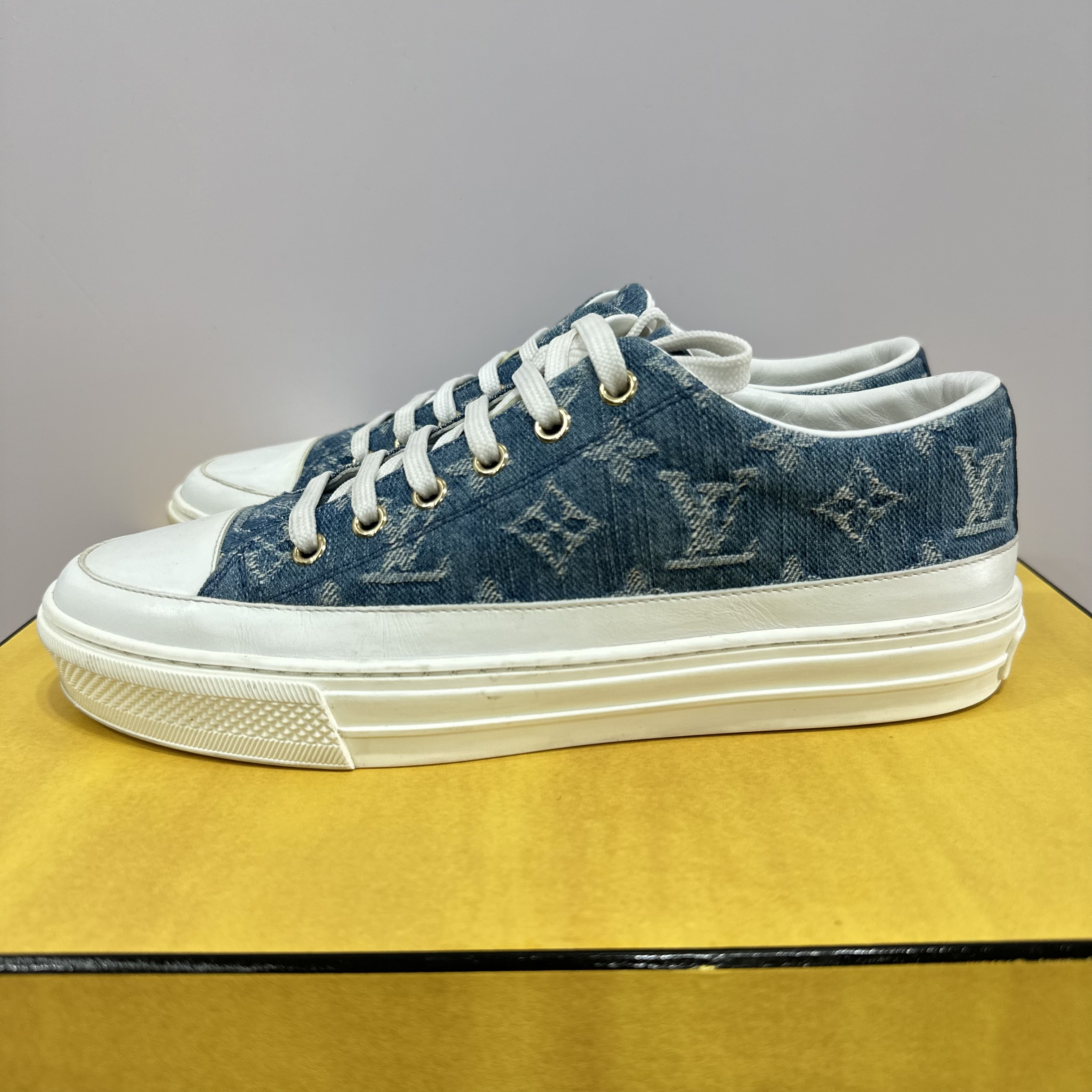 95新 LouisVuitton/路易威登 37码 Stellar牛仔满印低帮板鞋F0042