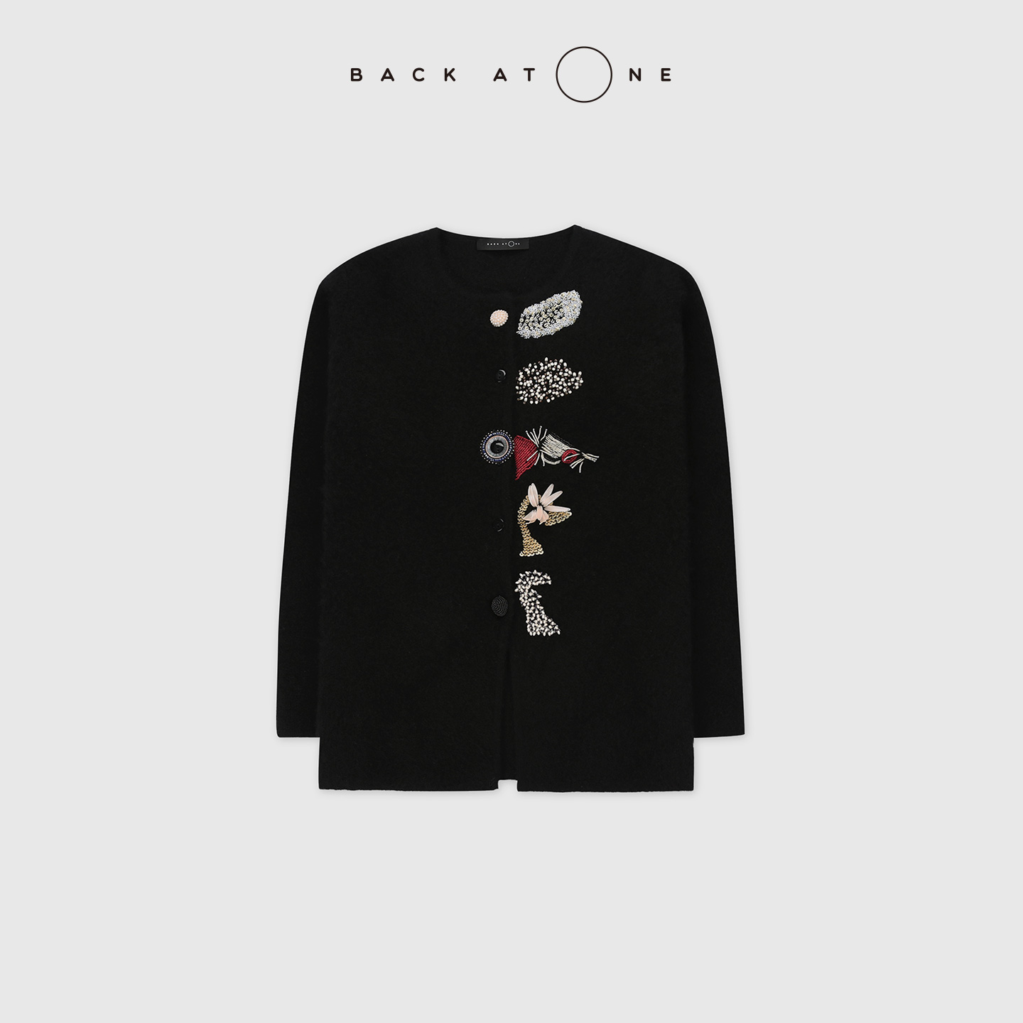 BACKATONE“Dream系列-柔夜星话” 重工钉珠针织开衫 BFF-1AS156B-K