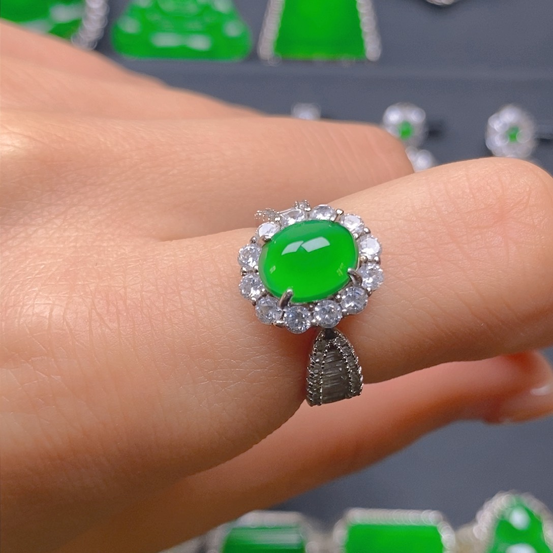 银S925镶嵌戒指翡翠