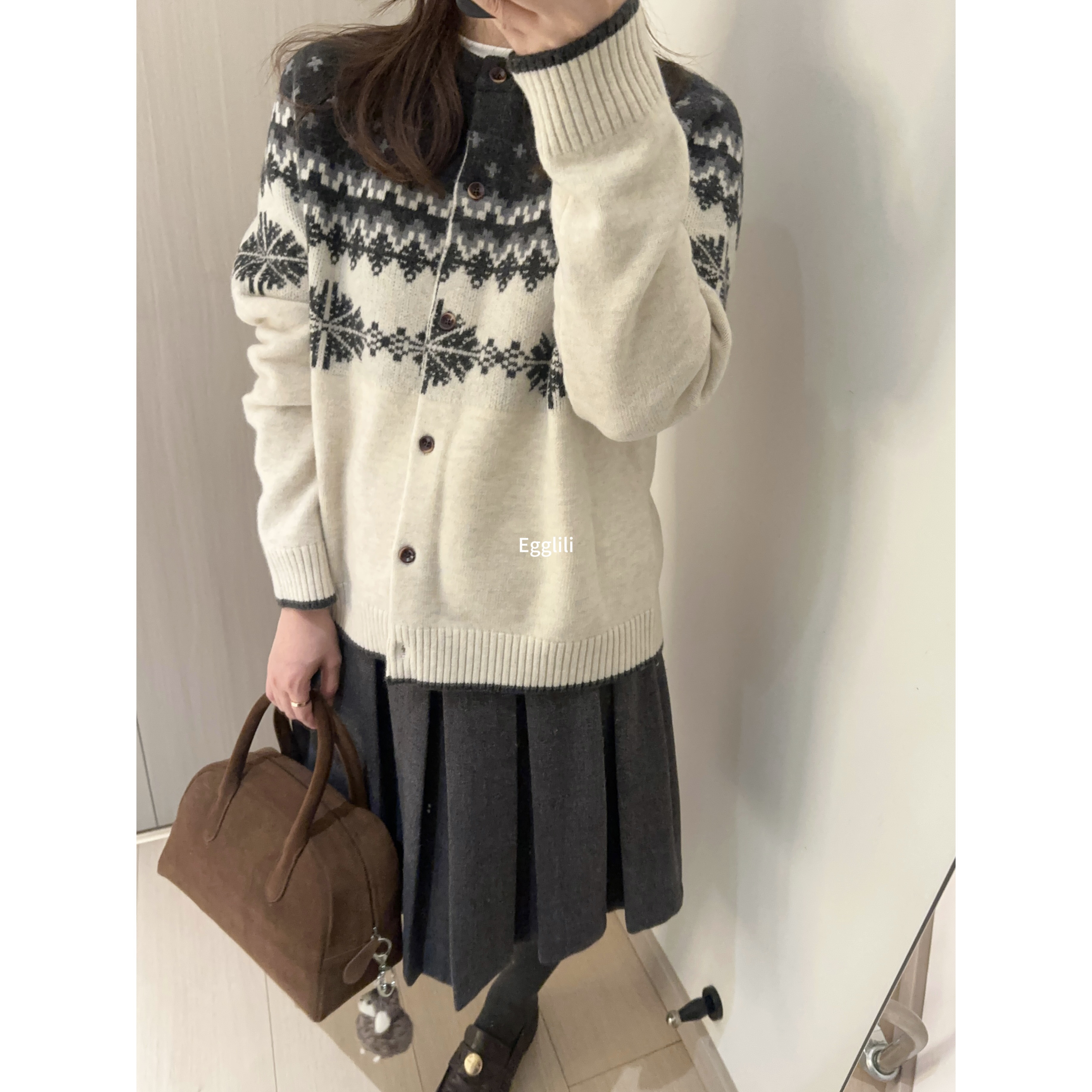 【星星雪毛衣】插肩袖高密度提花开衫