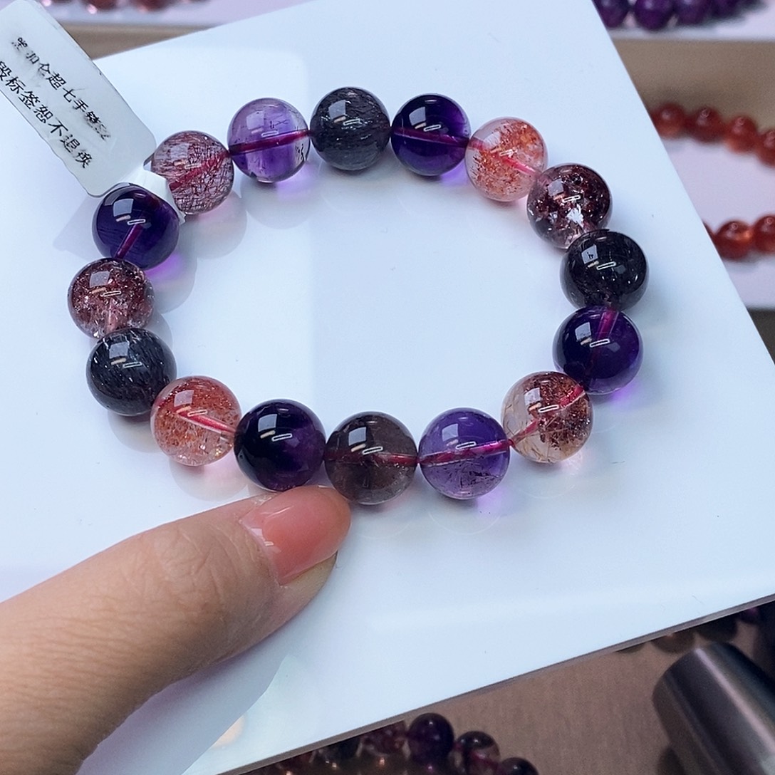 水晶手链未镶嵌黑加仑超七12+m 