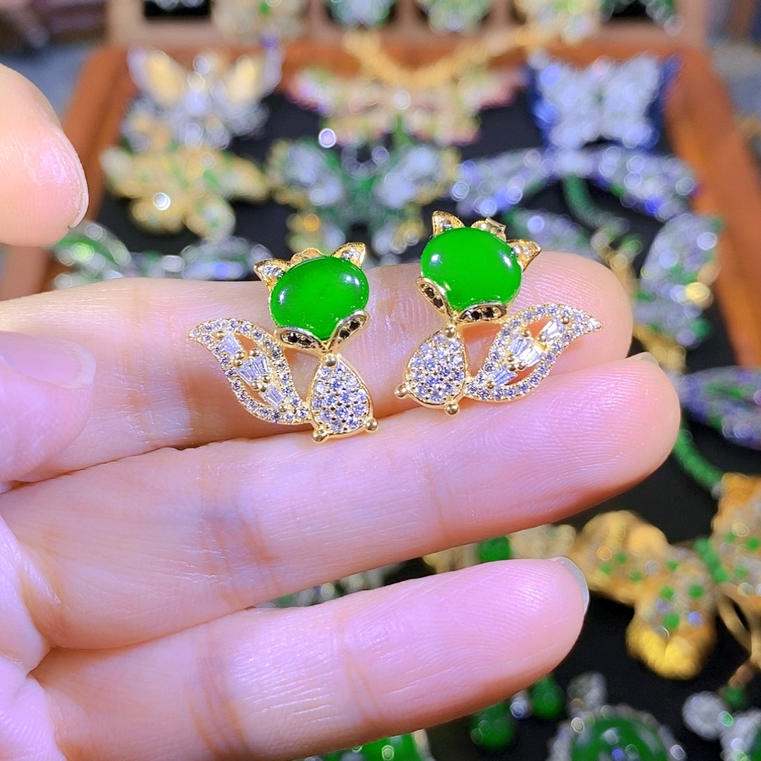 吊坠(不含链)银S925镶嵌翡翠