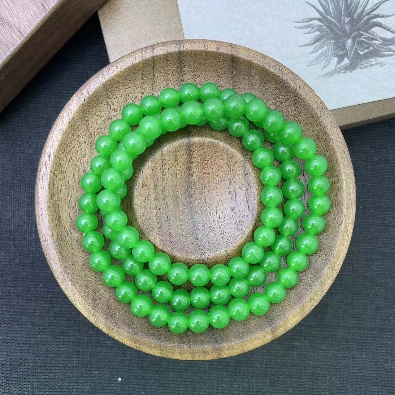 佳玺饰品 053 辣绿三圈 6mm手链 多样性发货