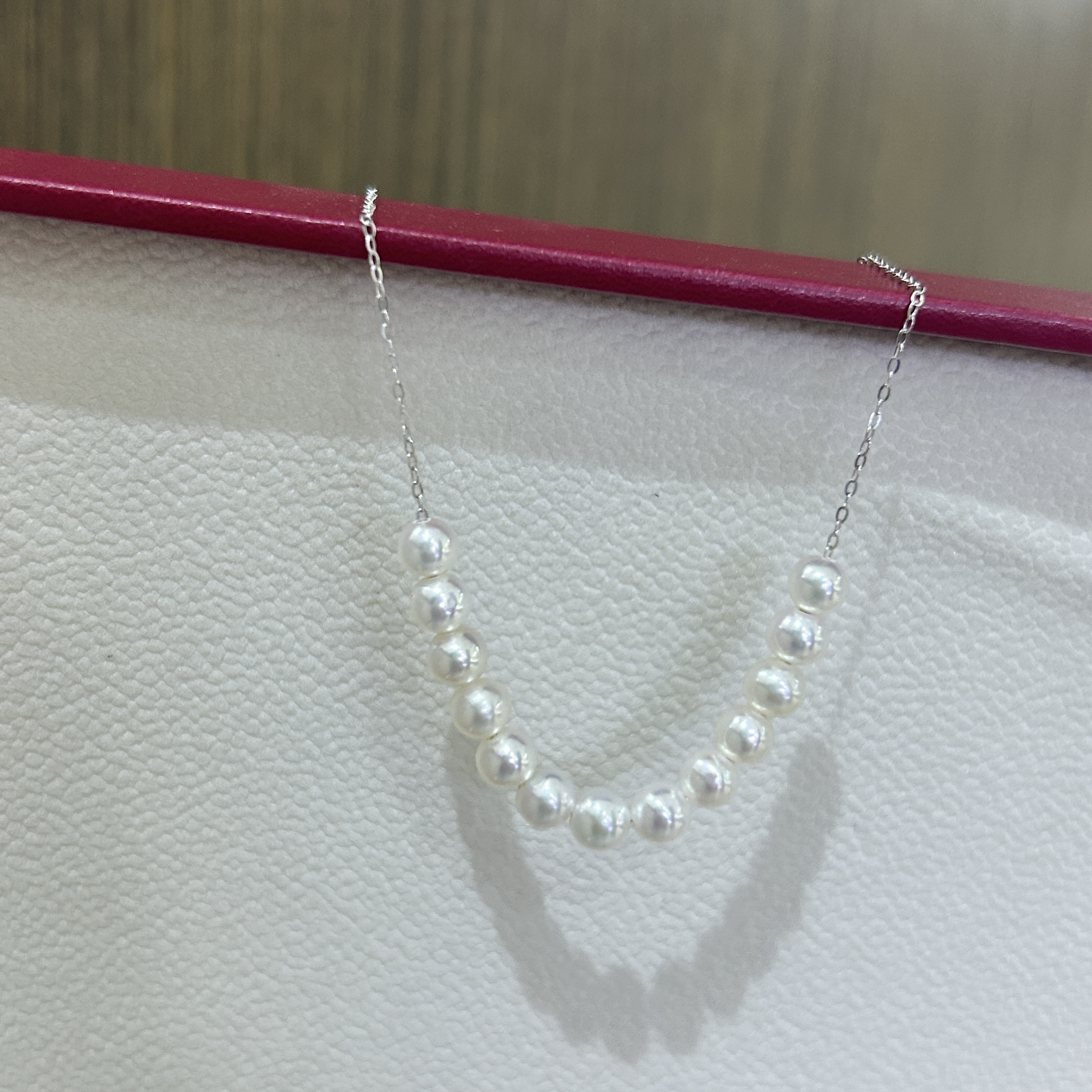 淡水珍珠微笑链项链 5-6mm S925银 ZQ0072（赠胸针）