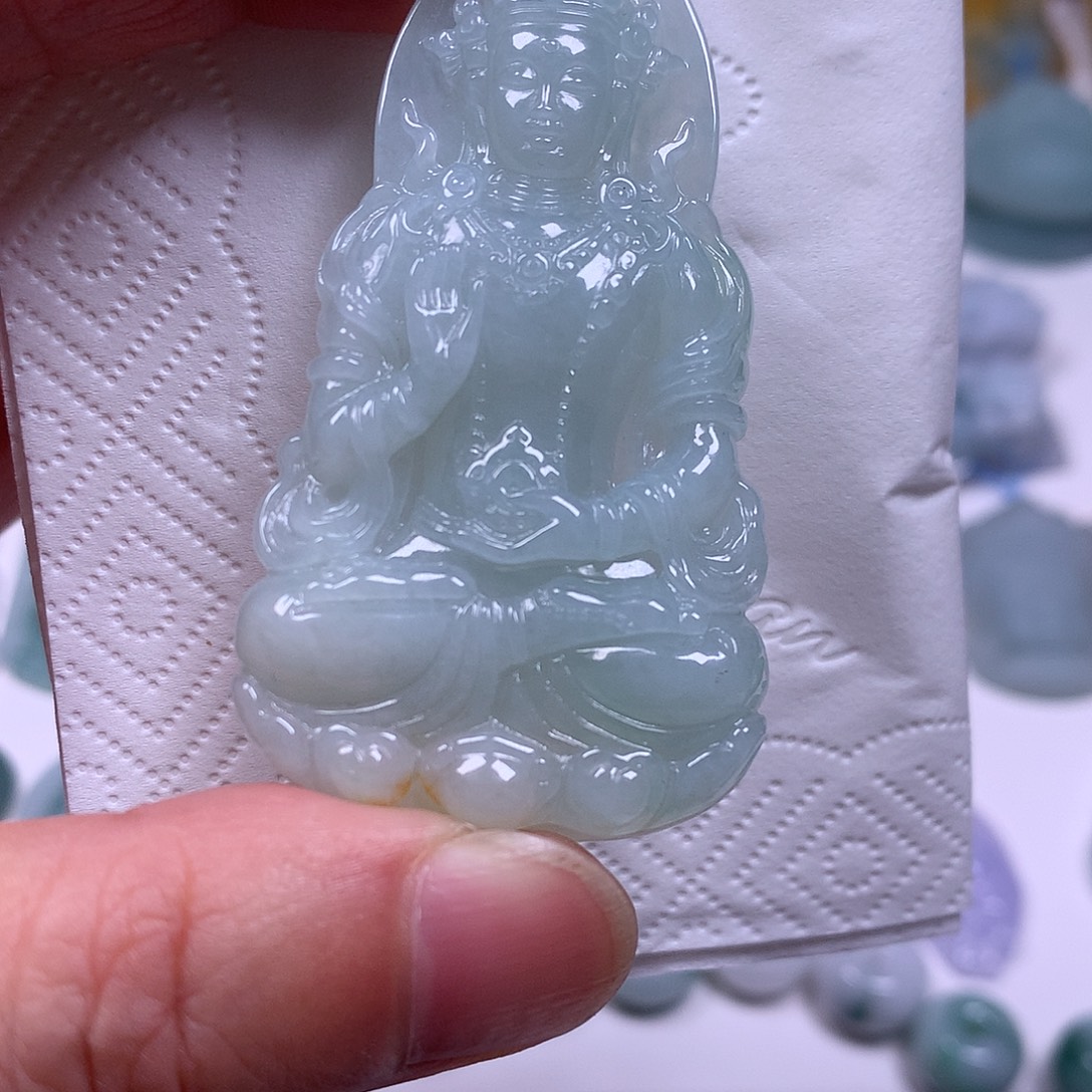 翡翠未镶嵌颈饰翡翠度母吊坠