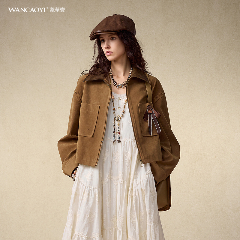 【商场同款】菀壹2025秋季新款游牧风复古拼接短外套W40800531