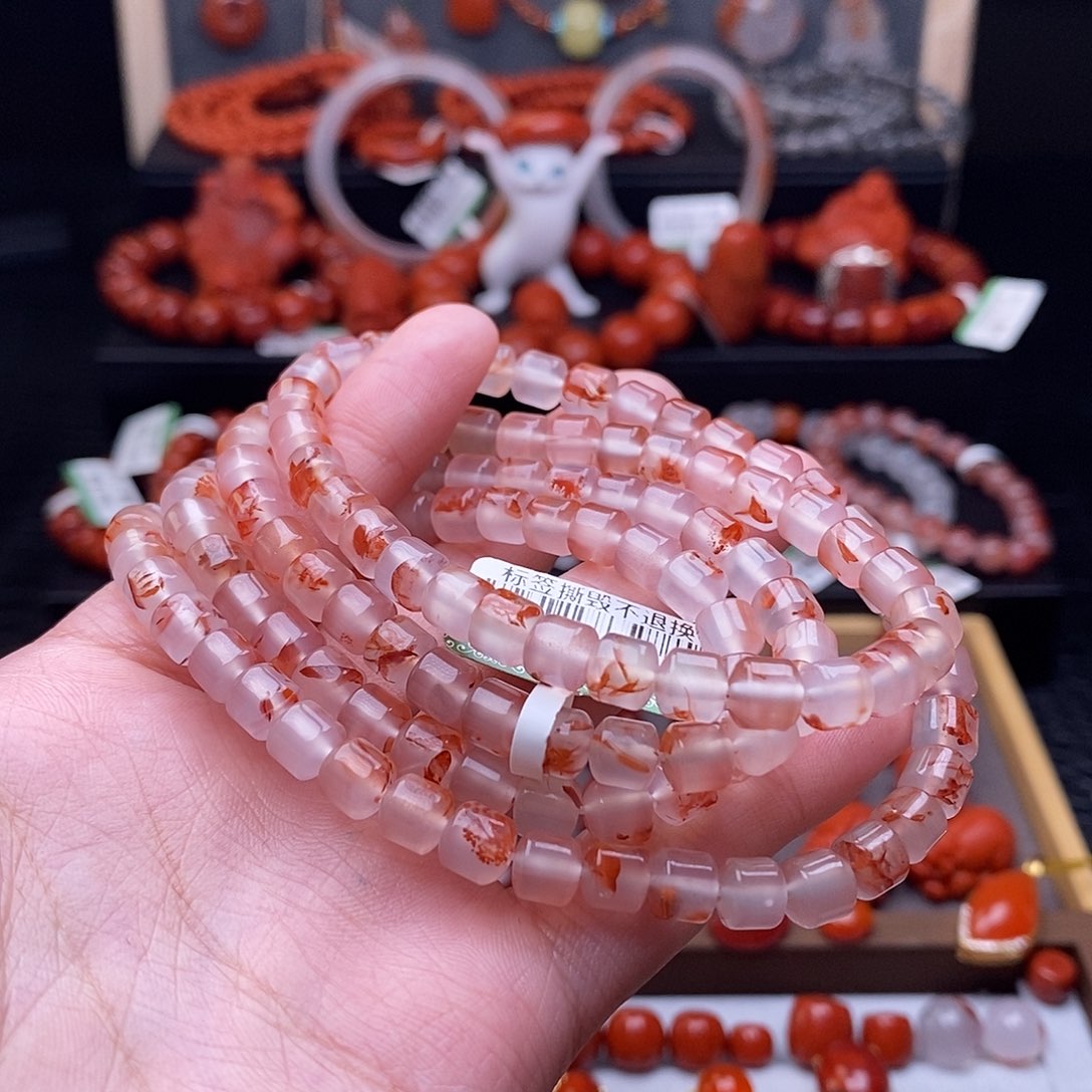 南红玛瑙未镶嵌四川凉山冰飘多圈6.2mm