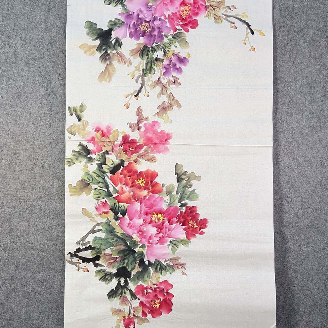 国画536 牡丹之花之叶的颜色