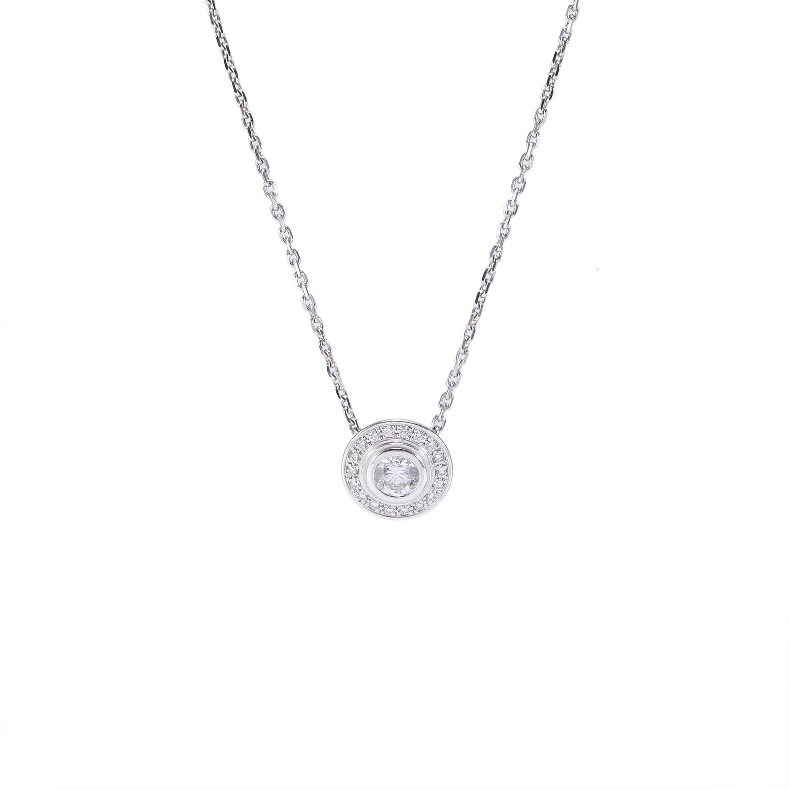 99新 Cartier/卡地亚 小花6欢  d'Amour 飞碟项链 满钻 21分钻