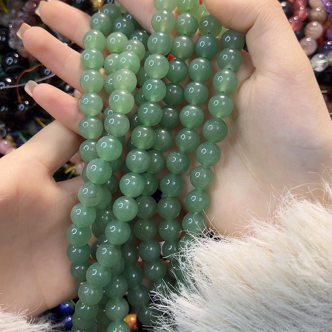 玛瑙/玉髓合金珠宝半成品绿东陵圆珠卡10一条