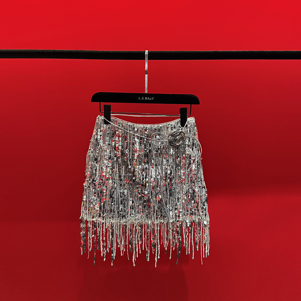 【L.K.BABY】时髦轻奢「buling buling」灵动流苏亮片短裙