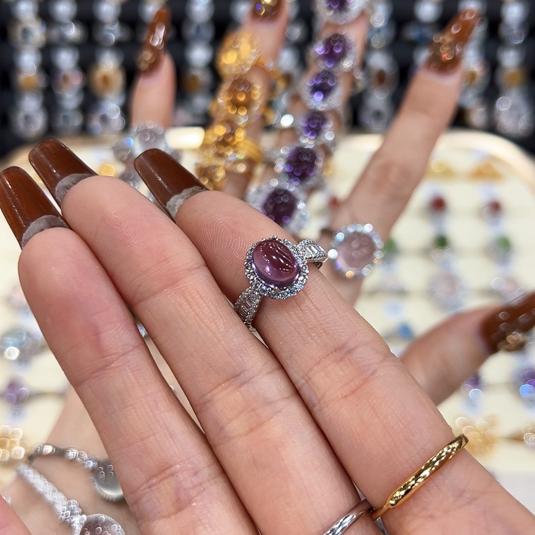 水晶戒指银S925镶嵌X***