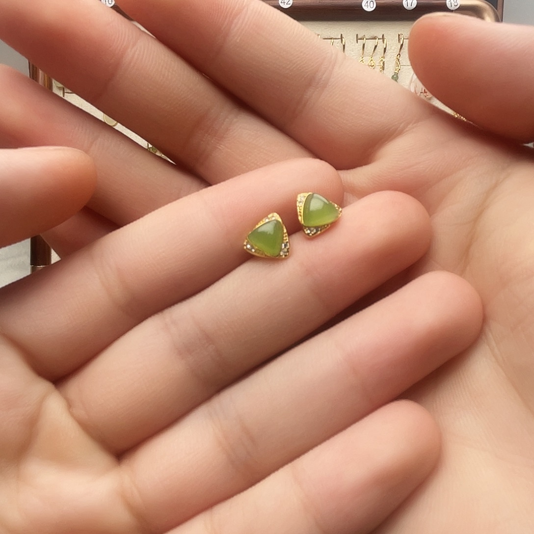 银S925镶嵌和田玉耳饰
