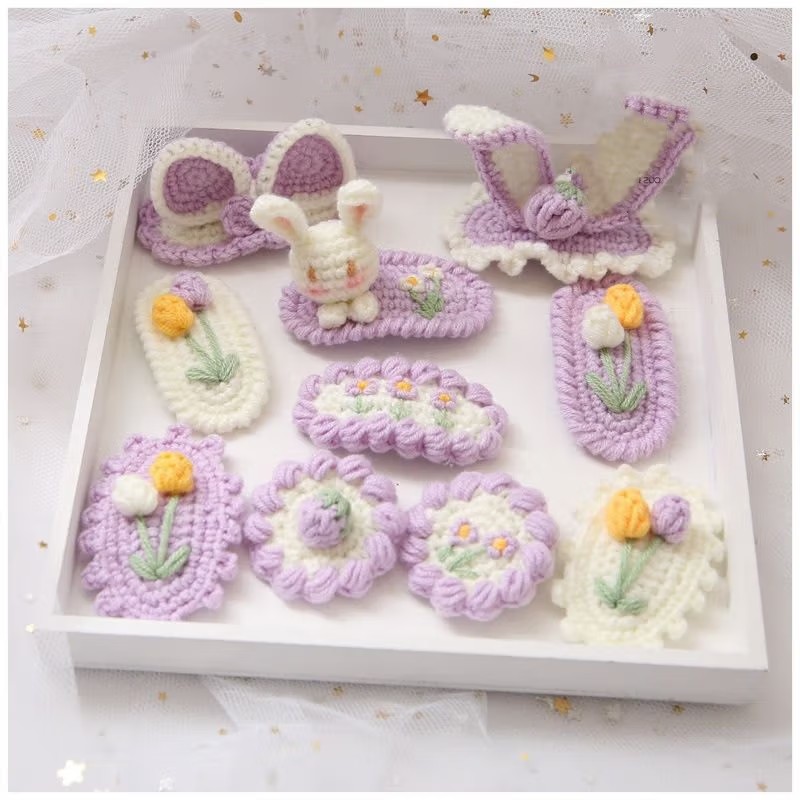 毛线手工钩织发卡刺绣发卡毛绒发卡可爱发夹成人发卡