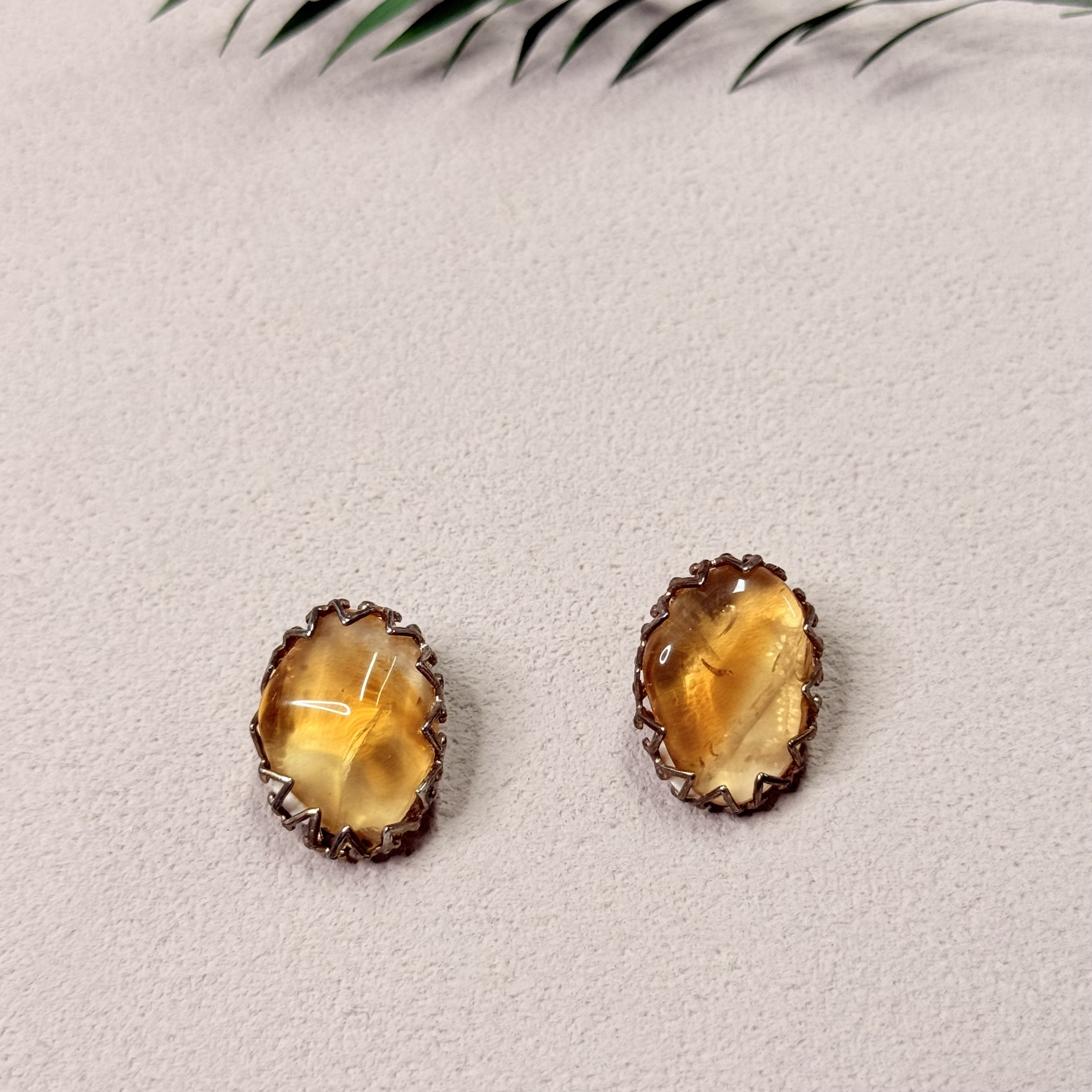 铜合金玻璃耳饰 【六六中古】孤品复古耳夹ty0639