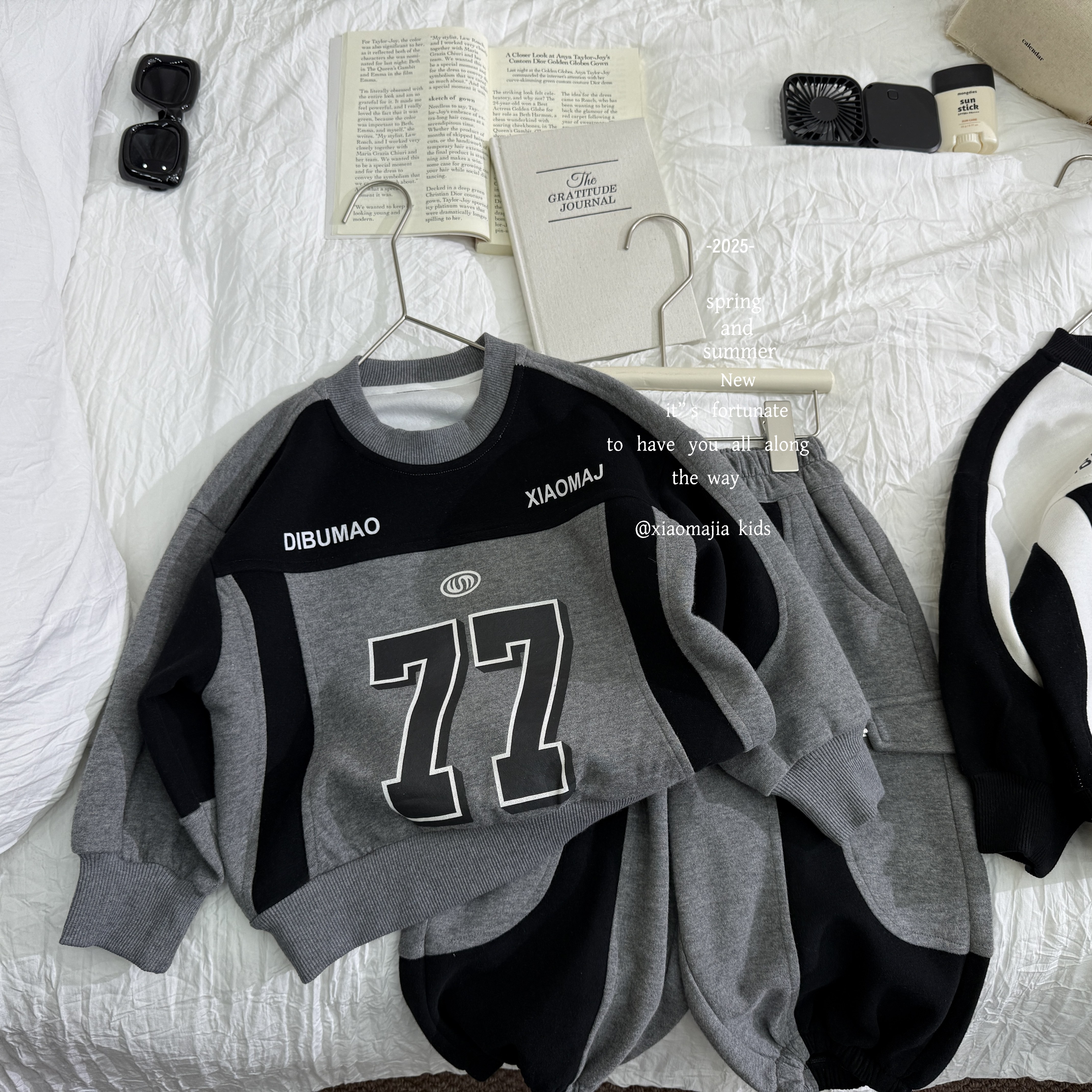 小马家2025秋款儿童新款套装D-6617欧若风穿搭男女款运动两件套