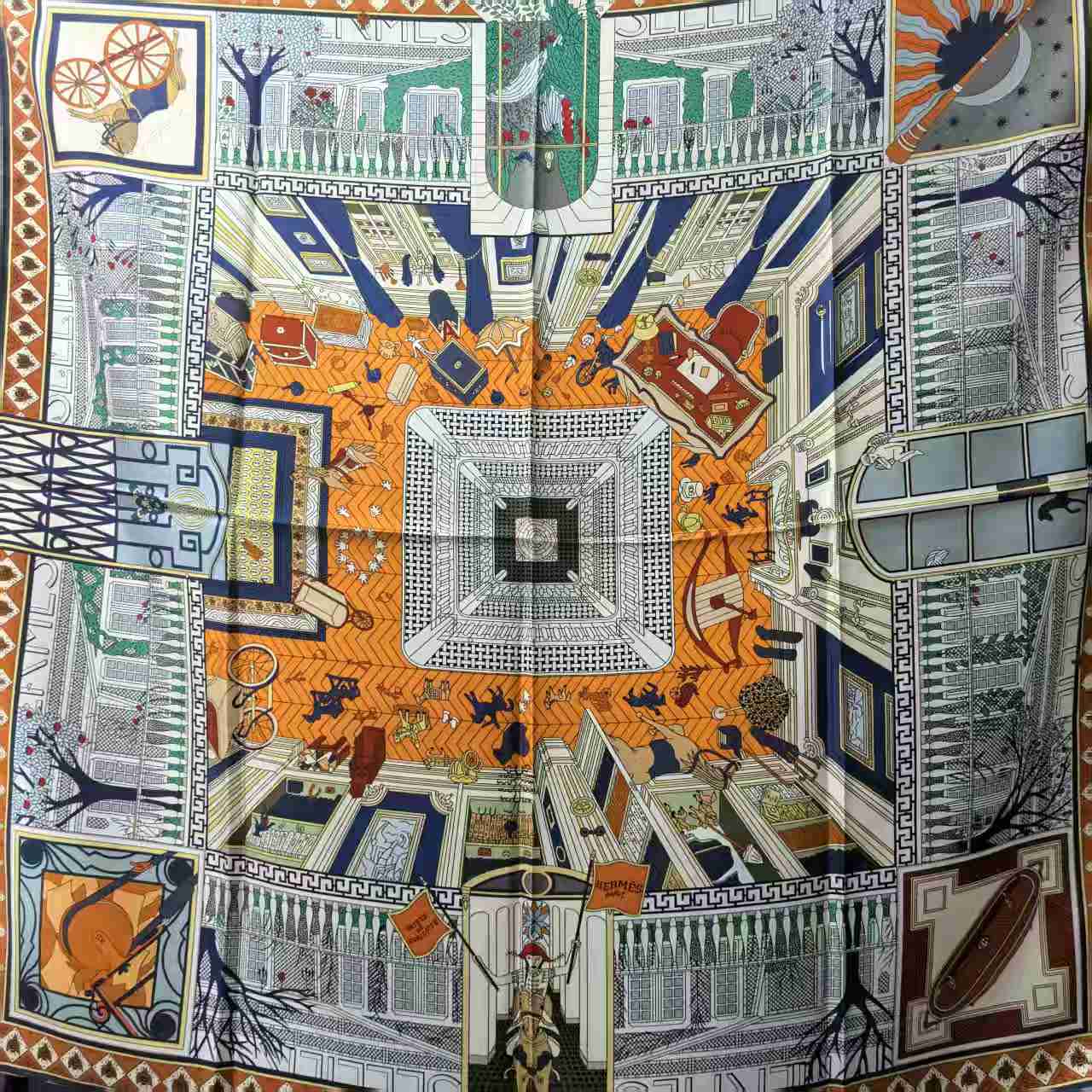 99新 Hermes/爱马仕 海囤J/爱马仕丝巾/87*87/my50859