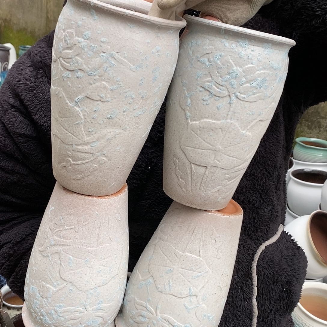 紫砂花盆瑕疵口12高20