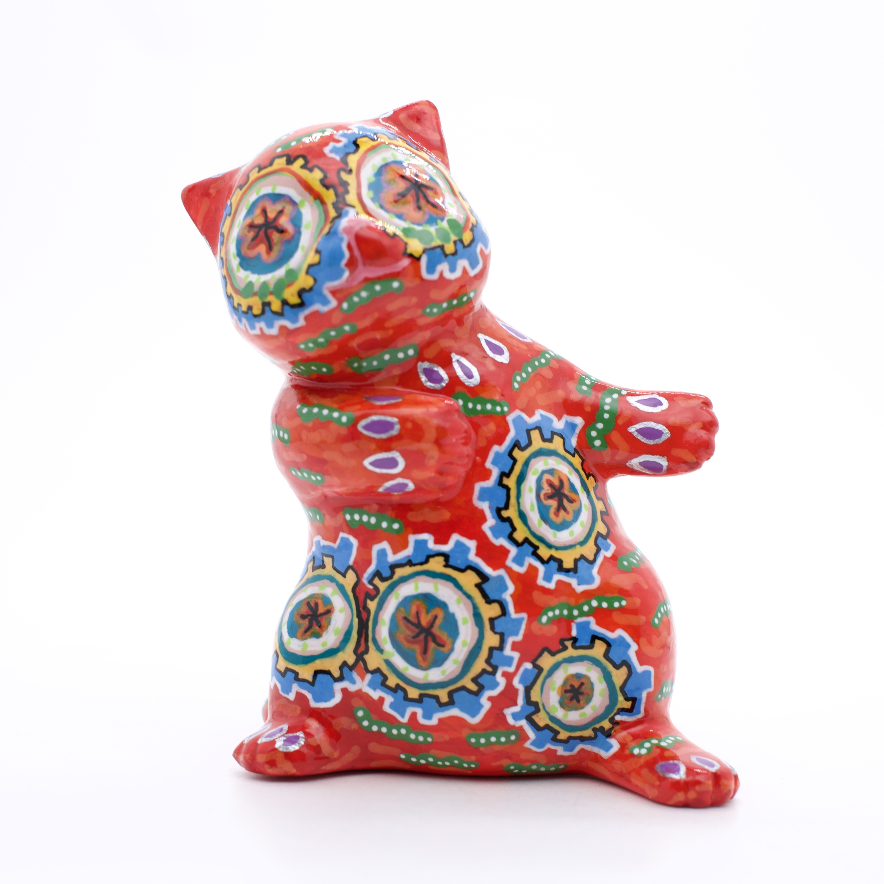 王甜心欢迎小猫摆件《齿轮》艺术石膏作品，手工绘制，仅一件