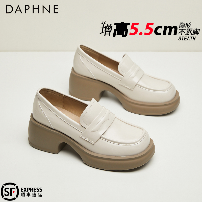 达芙妮女鞋英伦风小皮鞋2025春季新款高跟乐福鞋日系jk配裙子单鞋