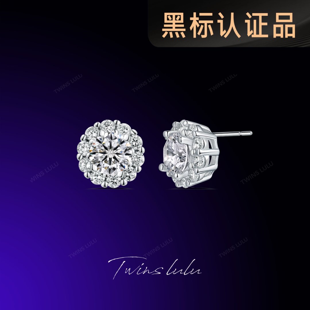 925银合成锆石耳饰 TWINS LULU925银镀k金 纯净感镶嵌耳钉TSL475