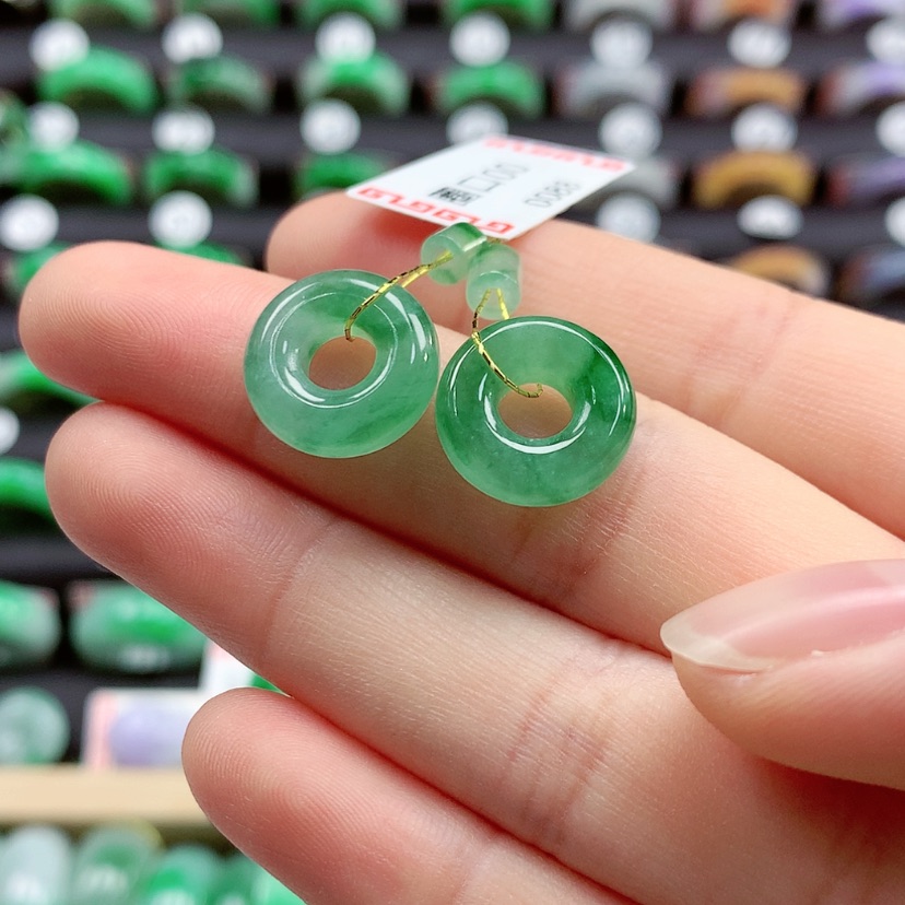 【闪购商品】翡翠戒指未镶嵌甜甜圈一对