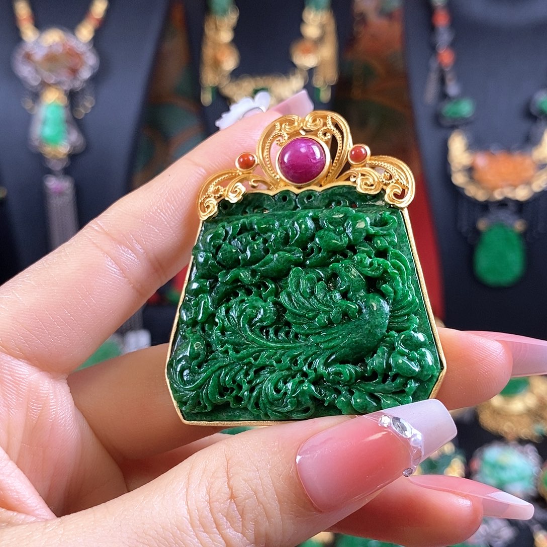 翡翠银S925镶嵌颈饰吊坠